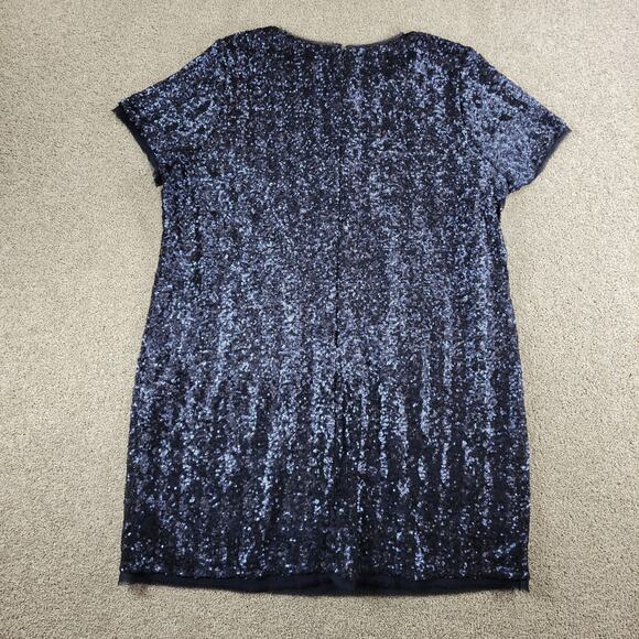 Addition Elle Sequin T-shirt Dress Womens 16 Blue Crew Neck Back Zip - Picture 5 of 12